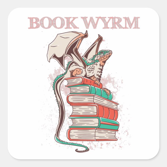 Adesivo Quadrado Book Wyrm (Frente)