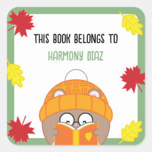 Adesivo Quadrado Booklover de Hamster de Kawaii Bonito Abate