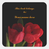 Bookplate com Tulipas Vermelhas
