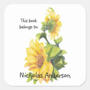 Adesivo Quadrado Bookplate da natureza da arte da flor do jardim do