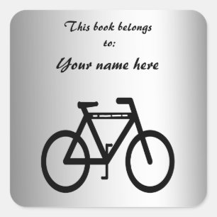 Adesivo Quadrado Bookplate metálico de prata da bicicleta