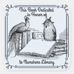 Adesivo Quadrado Bookplates da dedicação da biblioteca