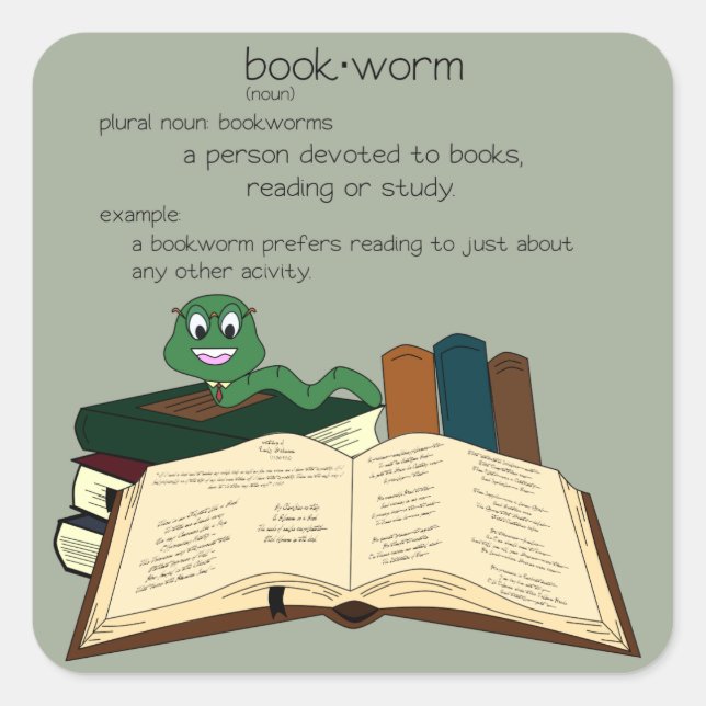 Adesivo Quadrado Bookworm - Alterar Cor (Frente)