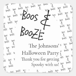 Adesivo Quadrado Boos e Booze Halloween Minimamente Obrigado