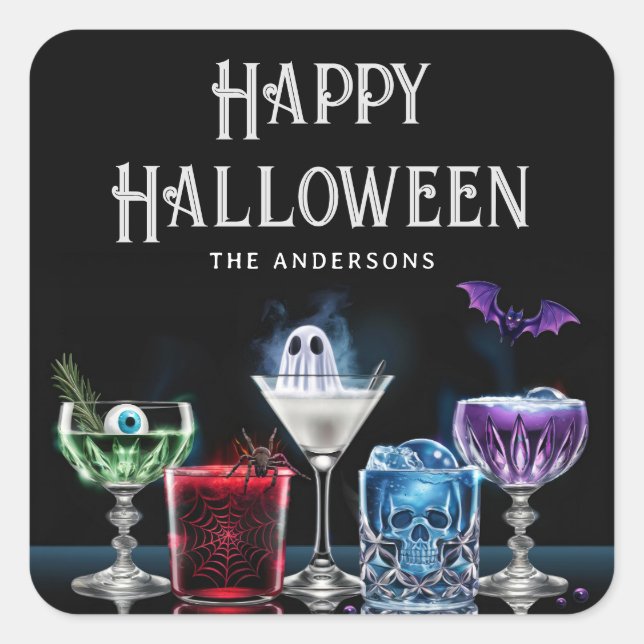 Adesivo Quadrado Boos e Booze Rico Coquetel Personalizado (Frente)