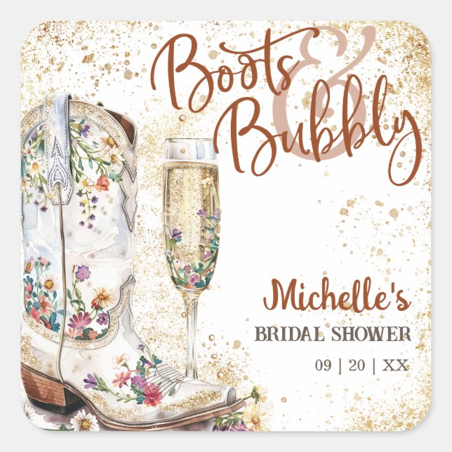 Adesivo Quadrado Boots and Bubble Western Brid Wild West Country (Frente)