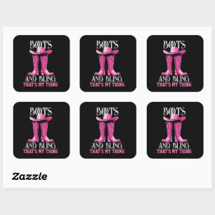 Adesivo Quadrado Boots e Bling Rosa Essa é a minha coisa