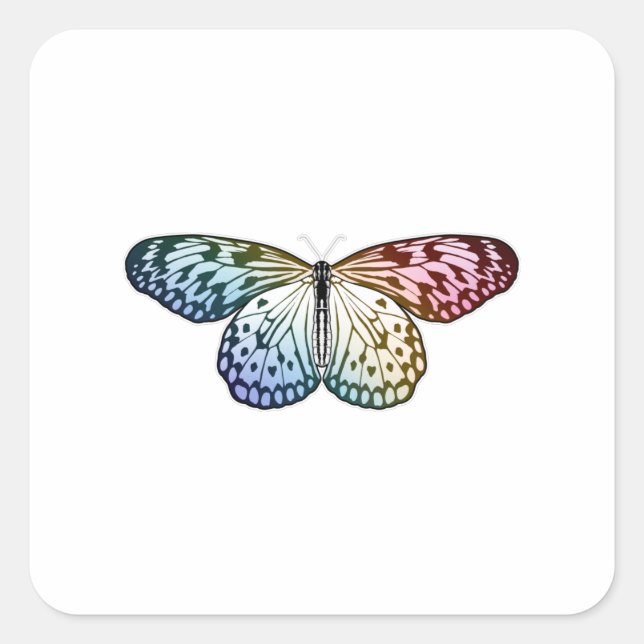Adesivo Quadrado Borboleta Arco-Íris (Frente)