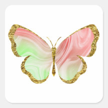 Borboleta com Glitter Dourado Verde Arco-íris Verm