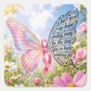 Adesivo Quadrado Borboleta com Laço Rosa no Jardim de Verão