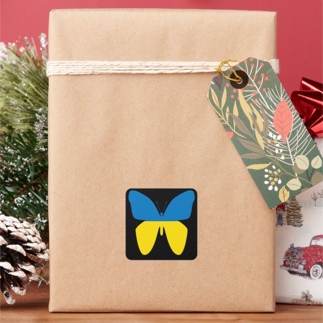 Adesivo Quadrado Borboleta da Ucrânia (Feriado)