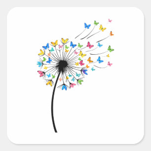 Adesivo Quadrado Borboleta de dandelion em voo