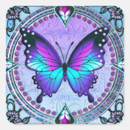 Adesivo Quadrado Borboleta de sublimação com fundo
