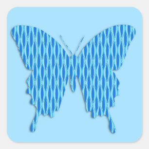 Adesivo Quadrado Borboleta em abstrato impressão - tons azuis