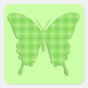Adesivo Quadrado Borboleta em impressão de papel de parede - verde