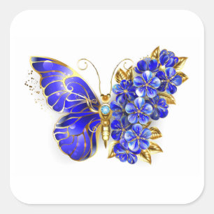 Adesivo Quadrado Borboleta Flor Sapphire