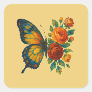 Adesivo Quadrado Borboleta Floral