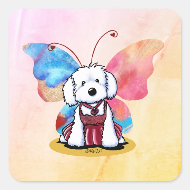 Adesivo Quadrado Borboleta Maltesa KiniArt (Frente)