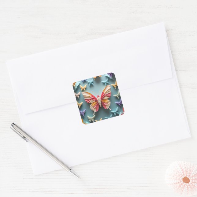 Adesivo Quadrado Borboleta Origami (Envelope)
