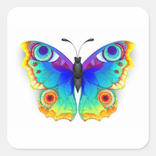 Adesivo Quadrado Borboleta Pavão Olho de Arco-Íris