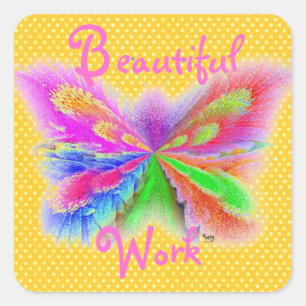 Adesivo Quadrado Borboleta Polkadot Amarela