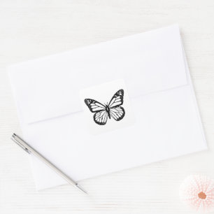 Adesivo Quadrado Borboleta Preta e Branca