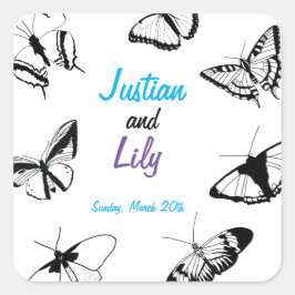 Adesivo Quadrado Borboletas brancas e pretas