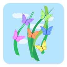 Borboletas coloridas e céu