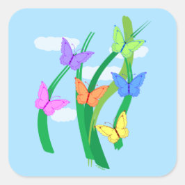 Adesivo Quadrado Borboletas coloridas e céu