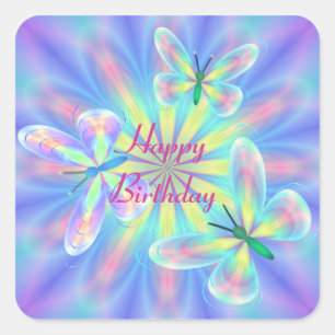 Adesivo Quadrado Borboletas de pastel