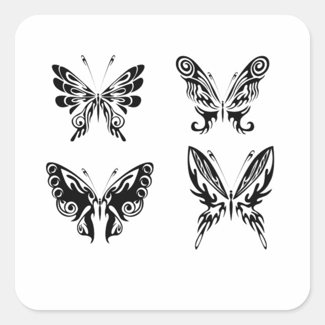 Adesivo Quadrado Borboletas Pretas E Brancas (Frente)