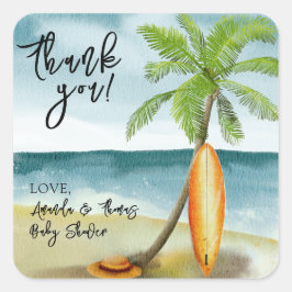 Adesivo Quadrado Borda d'água na praia - obrigado