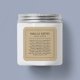 Adesivo Quadrado Borda de cinza e Ingredientes de Linha Lista Rótul