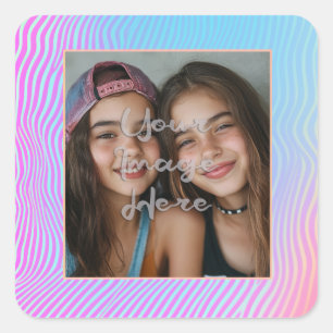 Adesivo Quadrado Borda de Foto de Strike de Vaporwave em Pastel em 