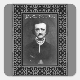 Adesivo Quadrado Borda de Vintagem de Poe Allen Edgar de Cor/Texto