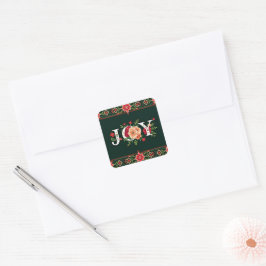 Adesivo Quadrado borda floral de natal JOY