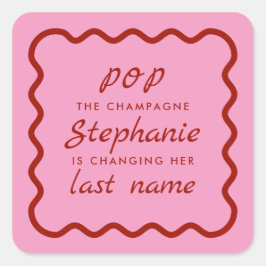 Adesivo Quadrado Borda ondulada rosa e Pop vermelho a noiva de cham