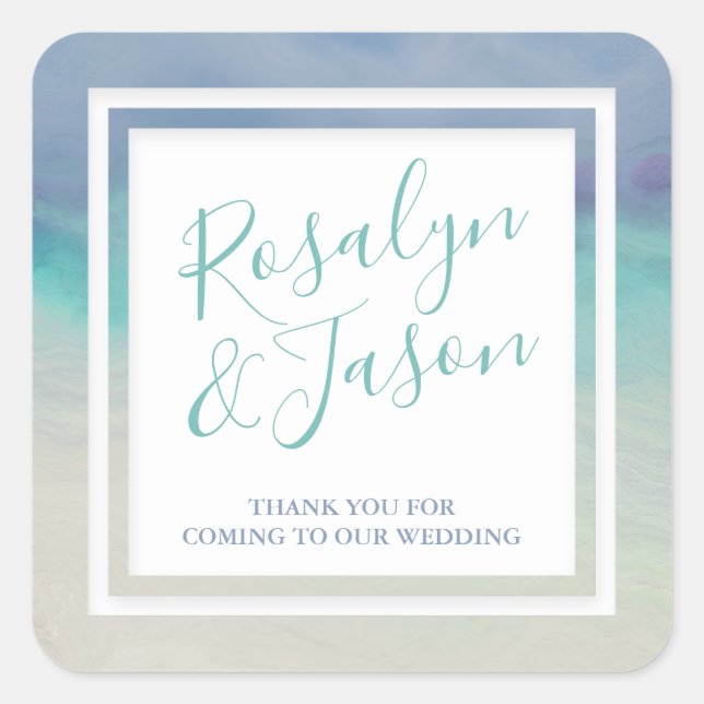 Adesivo Quadrado Borda pintada do oceano (Frente)