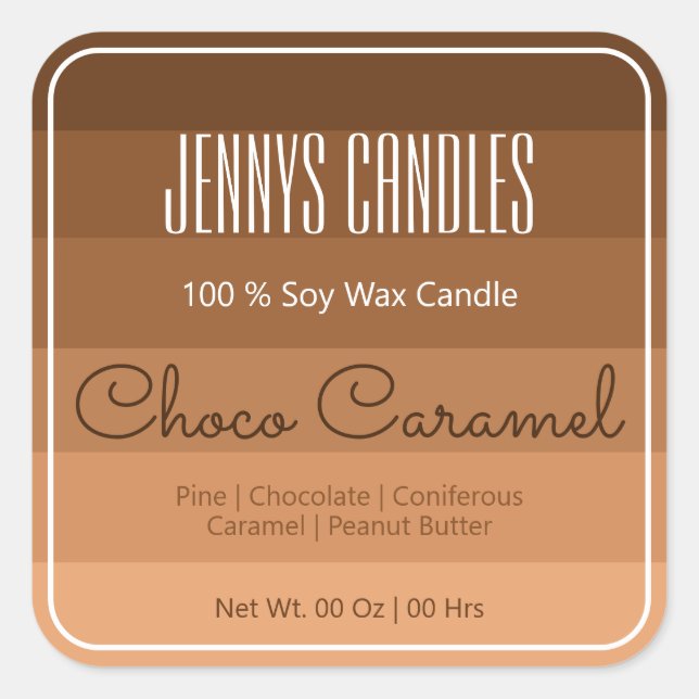 Adesivo Quadrado Borda Quadrada Moderna Pastel Arco-Íris Marrom (Frente)