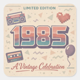 Adesivo Quadrado Born in 1985 Retro Sticker | Vintage 80s Nostalgia