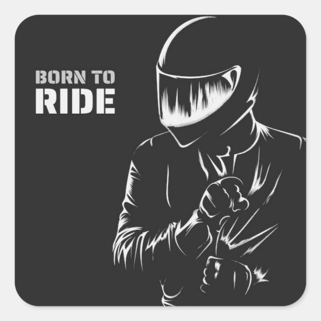 Adesivo Quadrado BORN TO RIDE" Motorcycle Biker Helme (Frente)