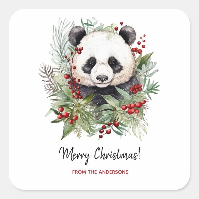 Adesivo Quadrado Borracha de Panda Cuta Borrar Botânica de Natal Ru (Frente)
