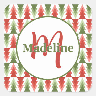 Adesivo Quadrado Bosque de Árvore de Natal Geométrica