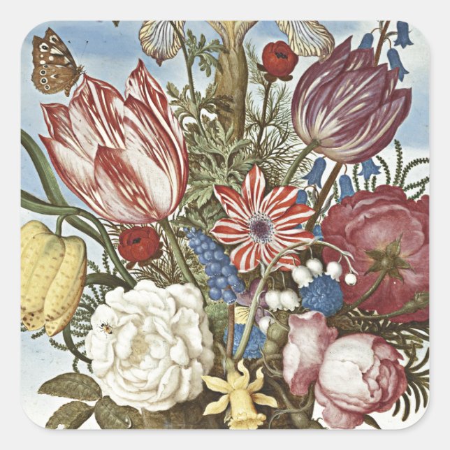 Adesivo Quadrado Bosschaert Flowers (Frente)