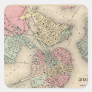 Adesivo Quadrado Boston e cidades adjacentes