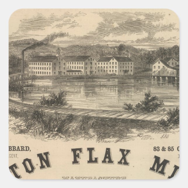 Adesivo Quadrado Boston Flax Mills (Frente)