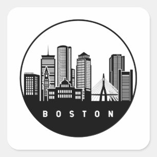 Adesivo Quadrado Boston Massachusetts Skyline