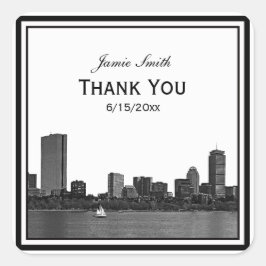 Adesivo Quadrado Boston Skyline Entrou Frente Obrigado