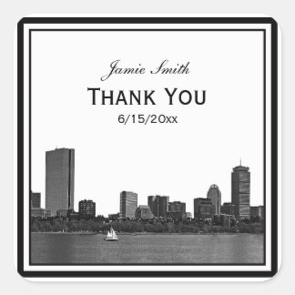 Adesivo Quadrado Boston Skyline Entrou Frente Obrigado