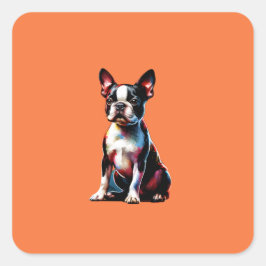Adesivo Quadrado Boston Terrier Dog